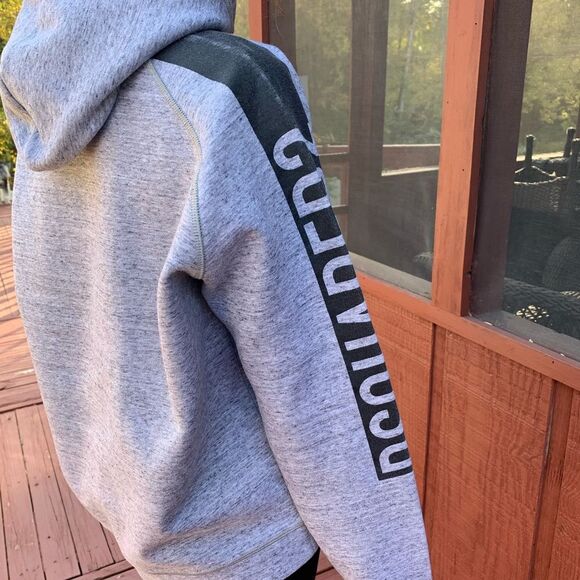 DSquared2 gray hooded iconic sweatshirt, made in Italy, logo along sleeves, L - Picture 9 of 10